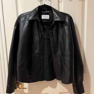 Babaton Pelli Hip Shirt Jacket (size small) in Black